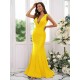 Mermaid Gorgeous Jersey Ruched V-neck Sleeveless Bridesmaid Dresses
