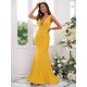 Mermaid Gorgeous Jersey Ruched V-neck Sleeveless Bridesmaid Dresses