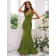 Mermaid Gorgeous Jersey Ruched V-neck Sleeveless Bridesmaid Dresses