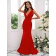 Mermaid Gorgeous Jersey Ruched V-neck Sleeveless Bridesmaid Dresses