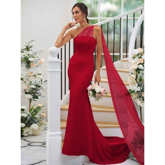 One Shoulder Classic Ruched Sleeveless Bridesmaid Dresses