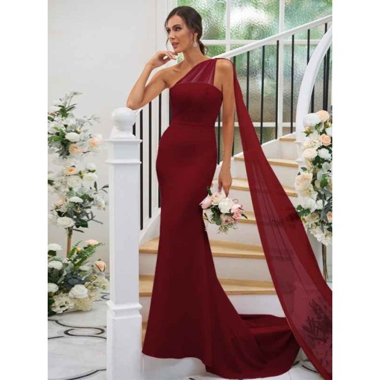 One Shoulder Classic Ruched Sleeveless Bridesmaid Dresses