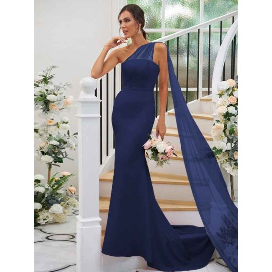 One Shoulder Classic Ruched Sleeveless Bridesmaid Dresses