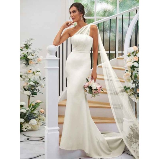 One Shoulder Classic Ruched Sleeveless Bridesmaid Dresses