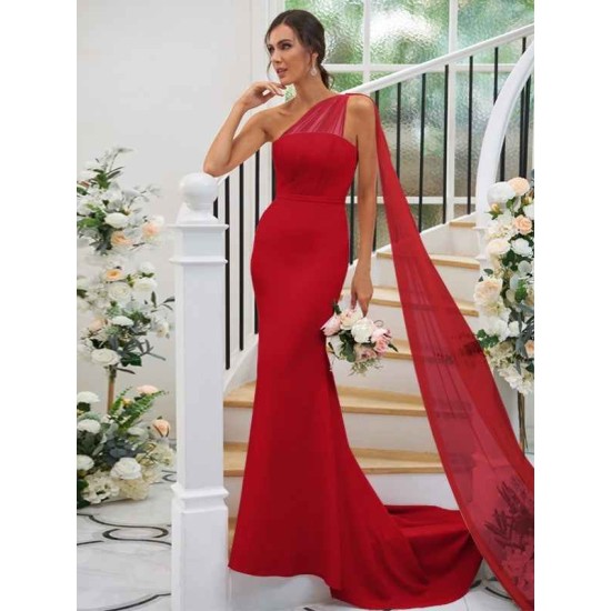 One Shoulder Classic Ruched Sleeveless Bridesmaid Dresses