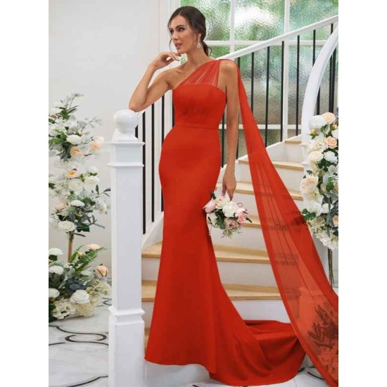 One Shoulder Classic Ruched Sleeveless Bridesmaid Dresses