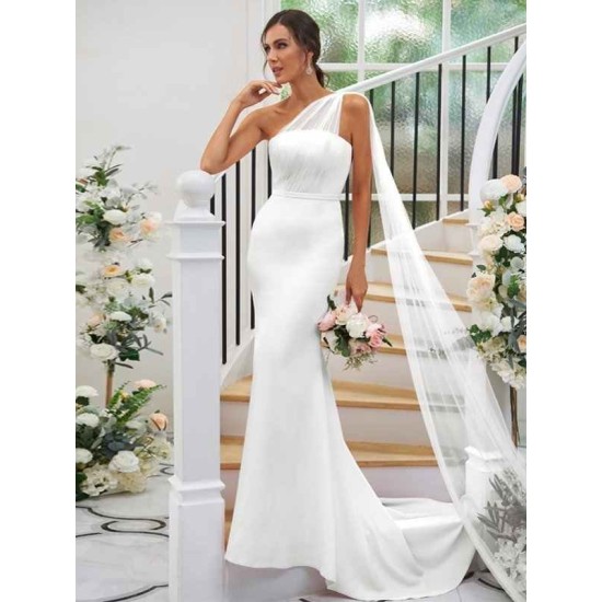 One Shoulder Classic Ruched Sleeveless Bridesmaid Dresses