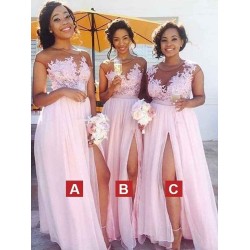 Chic Sleeveless Applique Chiffon Bridesmaid Dresses
