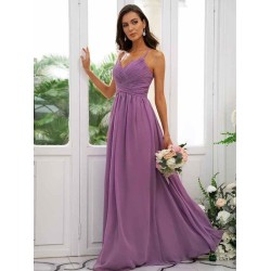 Classy Ruched Chiffon V-neck Sleeveless Bridesmaid Dresses