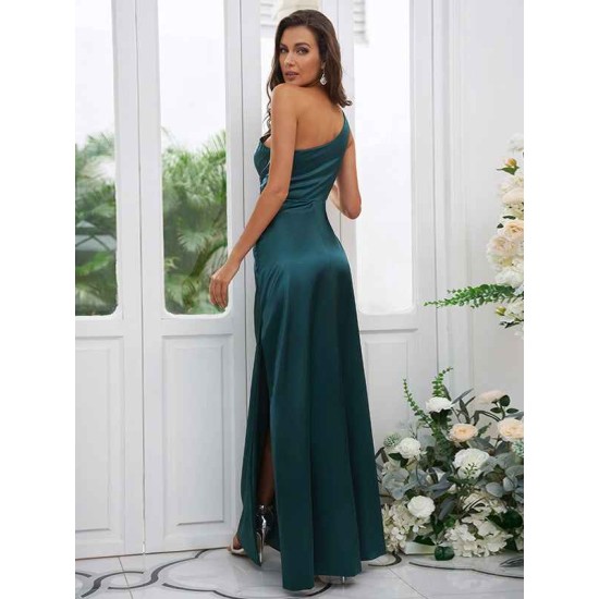 Charming Ruched One Shoulder Sleeveless Bridesmaid Dresses