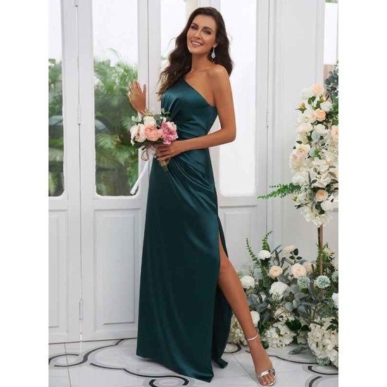 Charming Ruched One Shoulder Sleeveless Bridesmaid Dresses