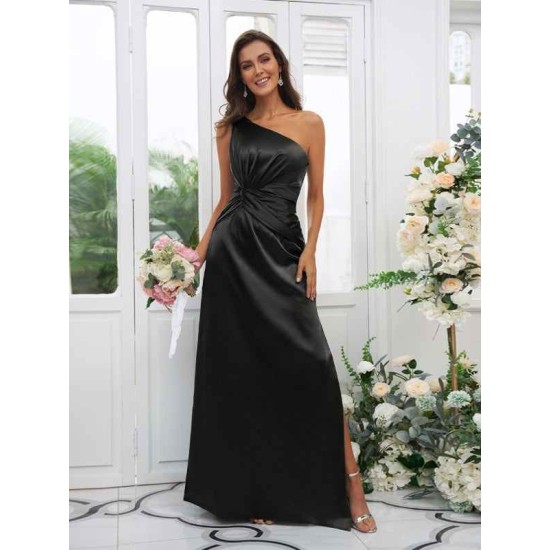 Charming Ruched One Shoulder Sleeveless Bridesmaid Dresses