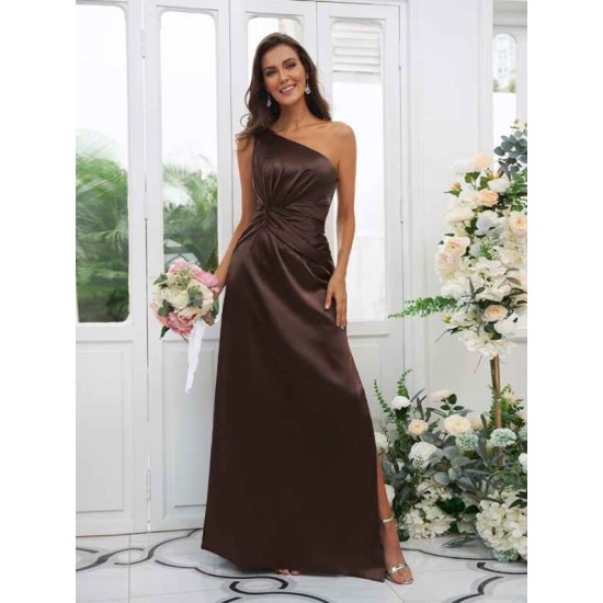 Charming Ruched One Shoulder Sleeveless Bridesmaid Dresses
