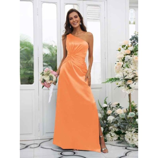 Charming Ruched One Shoulder Sleeveless Bridesmaid Dresses