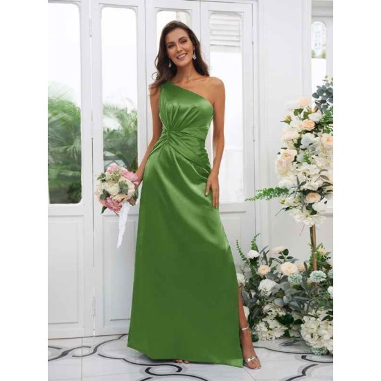Charming Ruched One Shoulder Sleeveless Bridesmaid Dresses