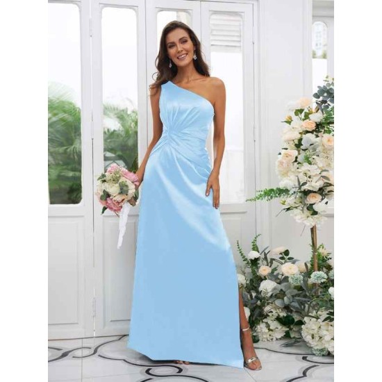 Charming Ruched One Shoulder Sleeveless Bridesmaid Dresses
