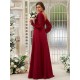Classy Ruched Chiffon V-neck Long Sleeves Bridesmaid Dresses