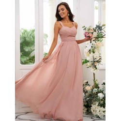 Classy Ruched Chiffon Straps Sleeveless Bridesmaid Dresses
