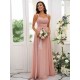 Classy Ruched Chiffon Straps Sleeveless Bridesmaid Dresses