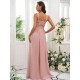 Classy Ruched Chiffon Straps Sleeveless Bridesmaid Dresses
