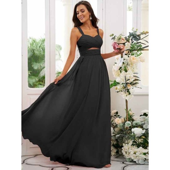 Classy Ruched Chiffon Straps Sleeveless Bridesmaid Dresses