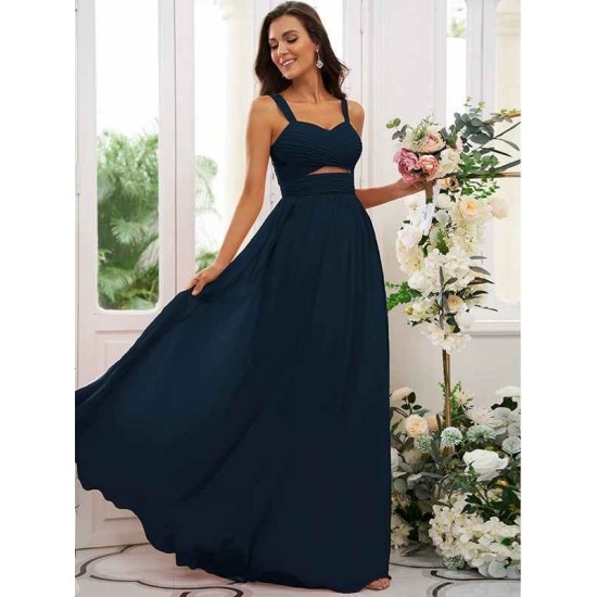 Classy Ruched Chiffon Straps Sleeveless Bridesmaid Dresses