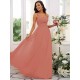 Classy Ruched Chiffon Straps Sleeveless Bridesmaid Dresses