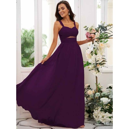 Classy Ruched Chiffon Straps Sleeveless Bridesmaid Dresses