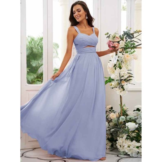 Classy Ruched Chiffon Straps Sleeveless Bridesmaid Dresses