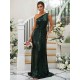 Modern Ruched Sequins One Shoulder Sleeveless Bridesmaid Dresses
