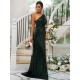 Modern Ruched Sequins One Shoulder Sleeveless Bridesmaid Dresses