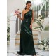 Modern Ruched Sequins One Shoulder Sleeveless Bridesmaid Dresses