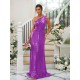 Modern Ruched Sequins One Shoulder Sleeveless Bridesmaid Dresses