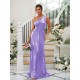 Modern Ruched Sequins One Shoulder Sleeveless Bridesmaid Dresses