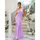 Modern Ruched Sequins One Shoulder Sleeveless Bridesmaid Dresses