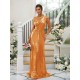 Modern Ruched Sequins One Shoulder Sleeveless Bridesmaid Dresses