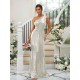 Modern Ruched Sequins One Shoulder Sleeveless Bridesmaid Dresses