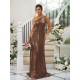 Modern Ruched Sequins One Shoulder Sleeveless Bridesmaid Dresses