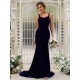 Mermaid Gorgeous Velvet Ruffles Straps Sleeveless Bridesmaid Dresses