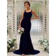 Mermaid Gorgeous Velvet Ruffles Straps Sleeveless Bridesmaid Dresses