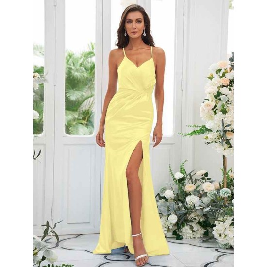 Charming Ruched Spaghetti Straps Sleeveless Bridesmaid Dresses