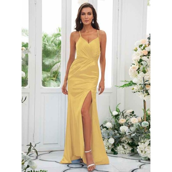 Charming Ruched Spaghetti Straps Sleeveless Bridesmaid Dresses