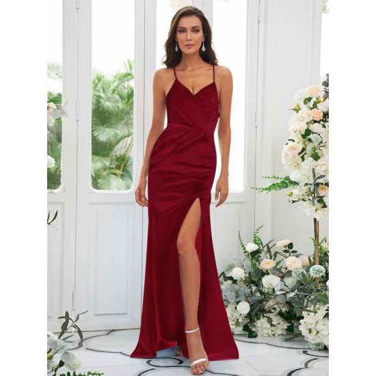 Charming Ruched Spaghetti Straps Sleeveless Bridesmaid Dresses
