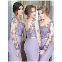Mermaid Gorgeous Scoop Long Sleeves Jersey Bridesmaid Dresses