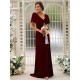 Charming Velvet Ruched V-neck Short Sleeves Bridesmaid Dresses