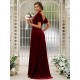 Charming Velvet Ruched V-neck Short Sleeves Bridesmaid Dresses