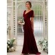 Charming Velvet Ruched V-neck Short Sleeves Bridesmaid Dresses