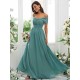 Classy Ruched Chiffon Off-the-Shoulder Sleeveless Bridesmaid Dresses