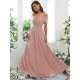 Classy Ruched Chiffon Off-the-Shoulder Sleeveless Bridesmaid Dresses