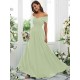 Classy Ruched Chiffon Off-the-Shoulder Sleeveless Bridesmaid Dresses